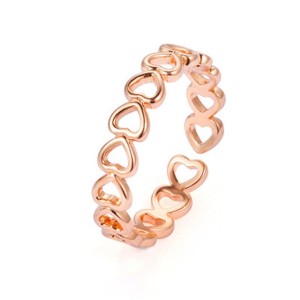 Fashion Cute Hollow Heart Stainless Steel Romantic Ring Golden