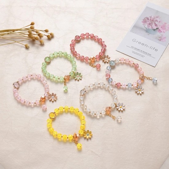 Crystal Daisy Female Jewelry Flower Bracelet Pink