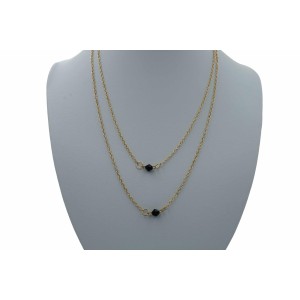 Black Pendent Double Strand Necklace Golden
