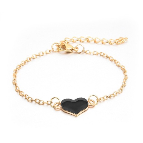 Trendy Hot Heart Bracelets For Women Girls Black Trendy Hot Heart Bracelets For Women Girls Black