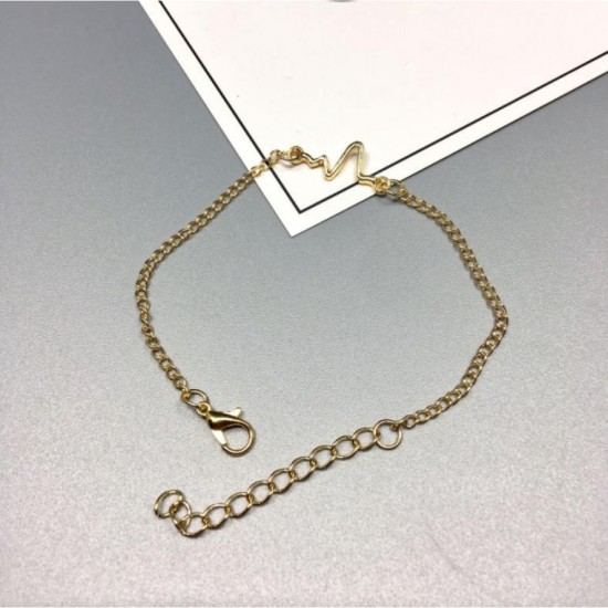 Cardiogram Lightning Design Couple Heartbeat Bracelet Golden