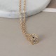 Love Cube Three-Dimensional Necklace Flash Crystal Pendant Golden