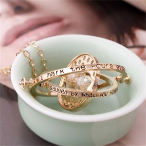 Time-Turner Hourglass Necklace For Women New Fashion Vintage Golden