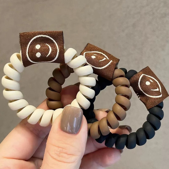 3 Pcs Frosted Color Telephone Elastic Bracelets Multicolor