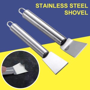 One Pcs Multifunctional Stainless Steel Kitchen Cleaning Spatula Ice Scraper Silver