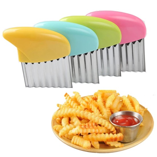 Stainless Steel Potato Carrot Wavy Cutter Slicer Chips Knife Pink Stainless Steel Potato Carrot Wavy Cutter Slicer Chips Knife Pink