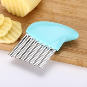 Stainless Steel Potato Carrot Wavy Cutter Slicer Chips Knife Blue