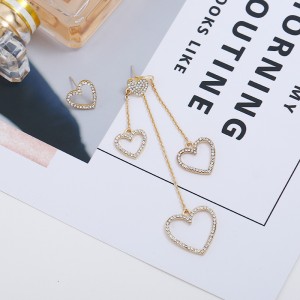 heart long tassel asymmetric love earrings female temperament gold