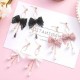 Korean Style Lace Bow Tassel Sweet Earrings Elegant Pearl pink Korean Style Lace Bow Tassel Sweet Earrings Elegant Pearl pink