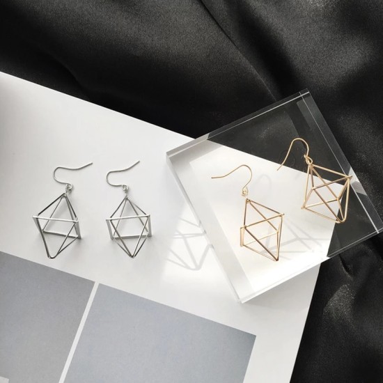 Fashion Triangle Geometric Stereo Contracted Pendant Earrings Black Fashion Triangle Geometric Stereo Contracted Pendant Earrings Black