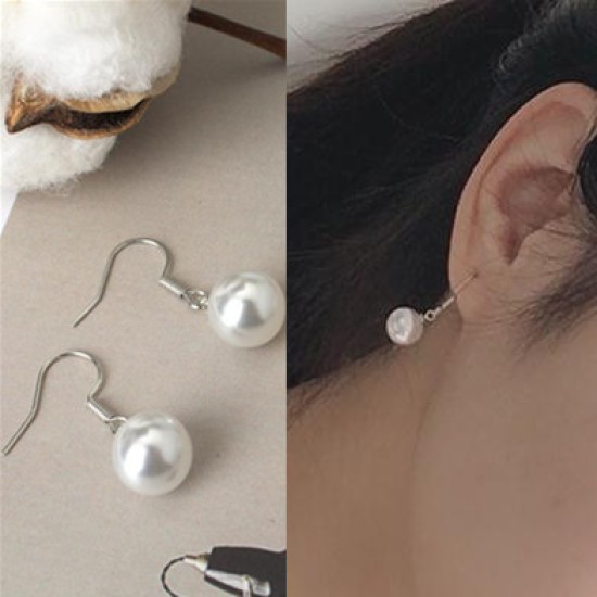 Pearl Female Earrings Temperament Ear Hook Fashion Silver Pearl Female Earrings Temperament Ear Hook Fashion Silver