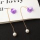 Earrings Flower Tassel Women Imitation Pearl Long Earring Red