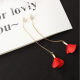 Earrings Flower Tassel Women Imitation Pearl Long Earring Red