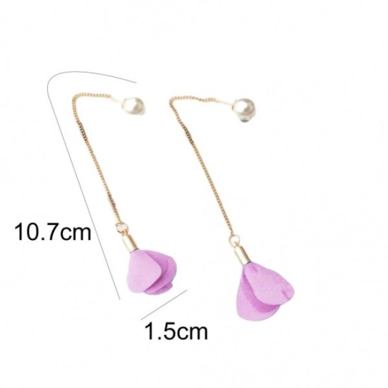Earrings Flower Tassel Women Imitation Pearl Long Earring White Earrings Flower Tassel Women Imitation Pearl Long Earring White