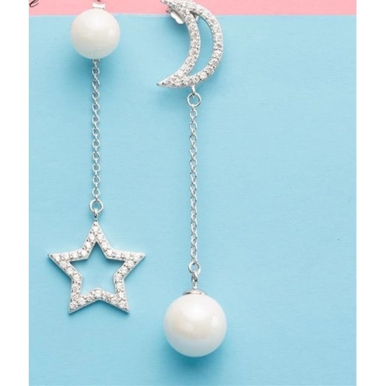 Pearl New Fashion Moon Stars Women Drop Earrings Gift Golden