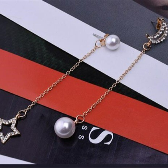 Pearl New Fashion Moon Stars Women Drop Earrings Gift Golden