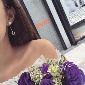 Pearl New Fashion Moon Stars Women Drop Earrings Gift Silver Pearl New Fashion Moon Stars Women Drop Earrings Gift Silver
