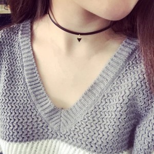 Triangle Pendant Necklace Punk Tattoos Black Rope Necklace Women Triangle Pendant Necklace Punk Tattoos Black Rope Necklace Women