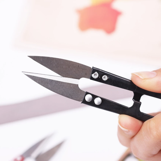 Stainless Steel U Shape Use Scissors Thread Cut Blue Stainless Steel U Shape Use Scissors Thread Cut Blue