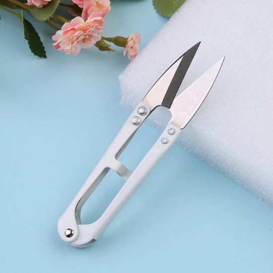 Stainless Steel U Shape Use Scissors Thread Cut Blue Stainless Steel U Shape Use Scissors Thread Cut Blue