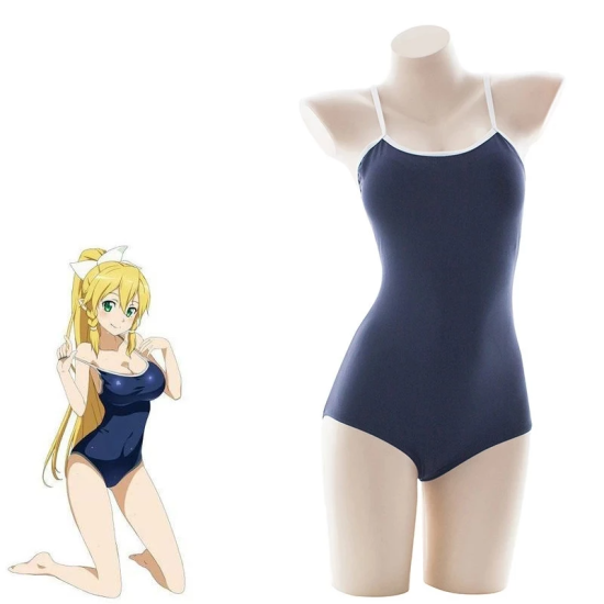 Japanese Cosplay Costume Swimwear Beach Bodysuit Bathing Suit Blue Japanese Cosplay Costume Swimwear Beach Bodysuit Bathing Suit Blue