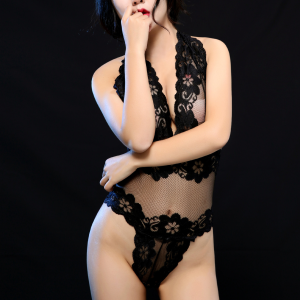 Transparent One-Piece Erotic Lingerie Tights Wrapped Lace Mesh Black