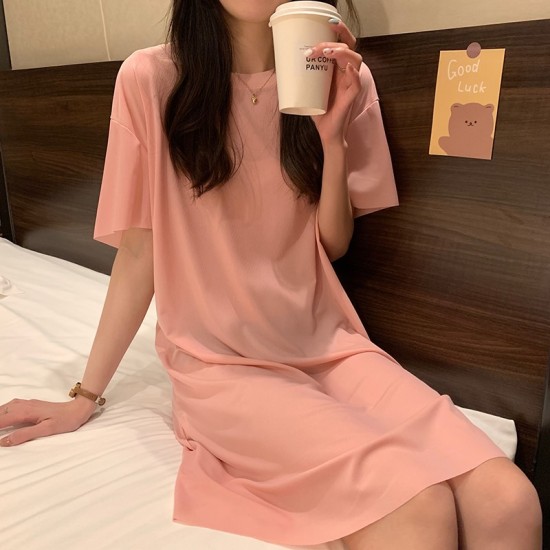 Single Pcs Plan Nightwear For Women Sleepwear Pink Single Pcs Plan Nightwear For Women Sleepwear Pink