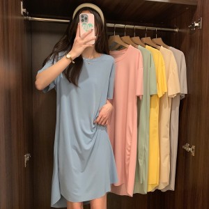 Single Pcs Plan Nightwear For Women Sleepwear gray
