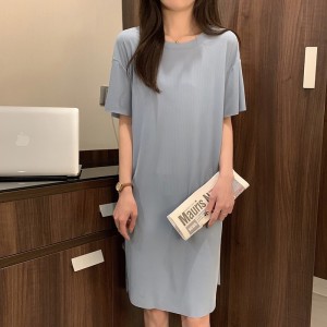 Single Pcs Plan Nightwear For Women Sleepwear gray