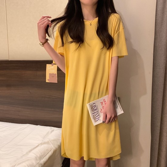Single Pcs Plan Nightwear For Women Sleepwear Yellow Single Pcs Plan Nightwear For Women Sleepwear Yellow