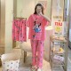 3 Pcs Nightwear Pajama Shorts Sets For Women Sleepwear Dark Pink
