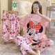 3 Pcs Nightwear Pajama Shorts Sets For Women Sleepwear Pink