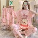 3 Pcs Nightwear Pajama Shorts Sets For Women Sleepwear Peach 3 Pcs Nightwear Pajama Shorts Sets For Women Sleepwear Peach