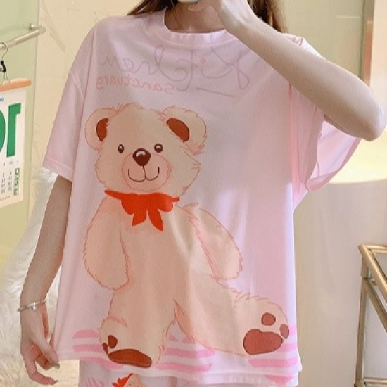 3 Pcs Nightwear Pajama Shorts Sets For Women Sleepwear Pink 3 Pcs Nightwear Pajama Shorts Sets For Women Sleepwear Pink