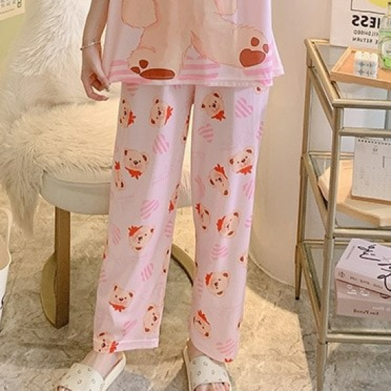 3 Pcs Nightwear Pajama Shorts Sets For Women Sleepwear Pink 3 Pcs Nightwear Pajama Shorts Sets For Women Sleepwear Pink