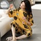 3 Pcs Nightwear Pajama Shorts Sets For Women Sleepwear Yellow