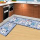 2Pcs Kitchen And Bathroom Non-Slip  Floor Mat Set 40x120 And 40x60 Blue
