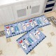 2Pcs Kitchen And Bathroom Non-Slip  Floor Mat Set 40x120 And 40x60 Blue