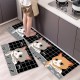 2Pcs Kitchen And Bathroom Non-Slip  Floor Mat Set 40x120 And 40x60 Black