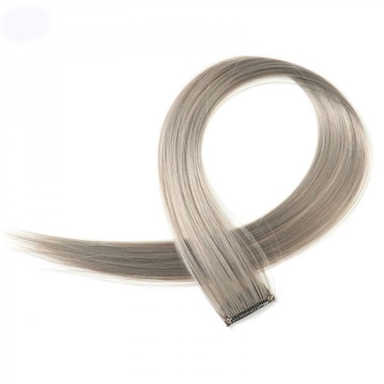 Long Straight Women Colorful Synthetic Clip In Hair Extension Gray