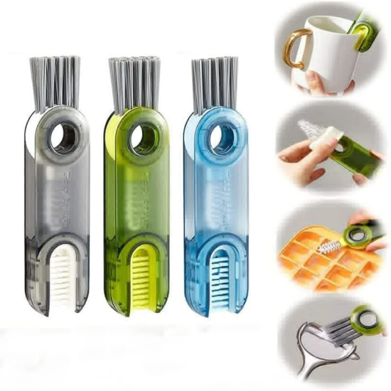3 In 1 U-shaped Cup Mouth Multifunction Water Bottle Cup Cleaning Brush Blue 3 In 1 U-shaped Cup Mouth Multifunction Water Bottle Cup Cleaning Brush Blue