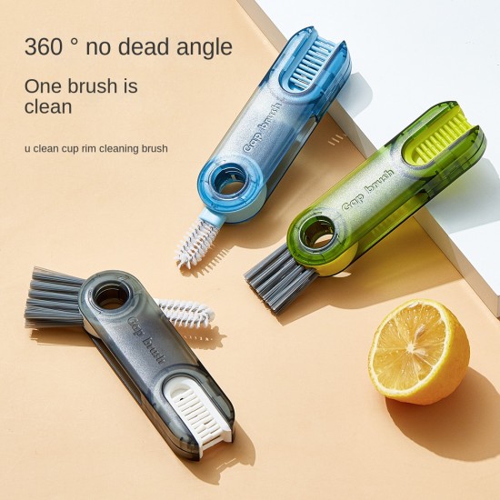 3 In 1 U-shaped Cup Mouth Multifunction Water Bottle Cup Cleaning Brush Blue 3 In 1 U-shaped Cup Mouth Multifunction Water Bottle Cup Cleaning Brush Blue