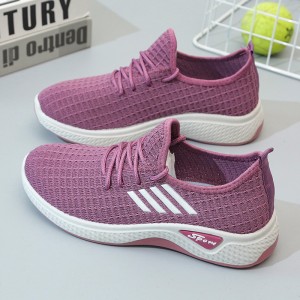 Mesh Lace-Up Sneakers for Women Lightweight Breathable Non-Slip Soft And Comfortable Shoes For Walking Running Jogging Exercise Gym and Outdoor Office Casual Shoes - Purple