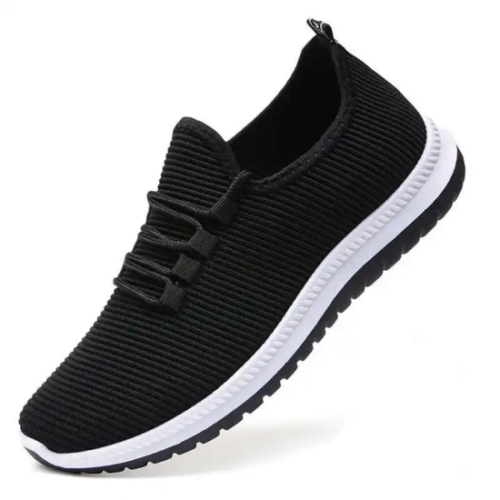 Mesh Lace-Up Sneakers for Women Lightweight Breathable Non-Slip Soft And Comfortable Shoes For Walking Running Jogging Exercise Gym and Outdoor Office Casual Shoes - Black
