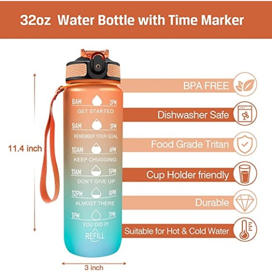 1L-32oz with Motivational Time Marker Straw Leakproof Drinking Sport Water Bottle Outdoor Travel Gym Fitness 1L-32oz with Motivational Time Marker Straw Leakproof Drinking Sport Water Bottle Outdoor Travel Gym Fitness