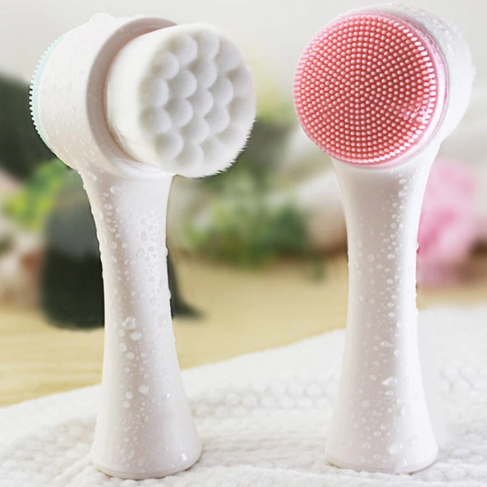 Manual 2-in-1 Skin Care face Facial Scrubber Silicone Dual Facial Cleansing Brush