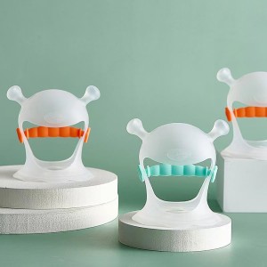 Silicone Infant Teether Mitten - Newborn Baby Silicone Teether Cartoon Shap Teething Gloves Toy for Baby Chew Toys - Orange
