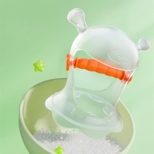 Silicone Infant Teether Mitten - Newborn Baby Silicone Teether Cartoon Shap Teething Gloves Toy for Baby Chew Toys - Orange