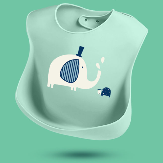 New Born Soft Waterproof Three-Dimensional  Pouch Silicone Bib - blue