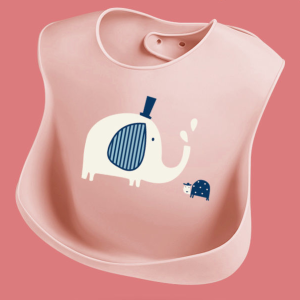 New Born Soft Waterproof Three-Dimensional  Pouch Silicone Bib - pink